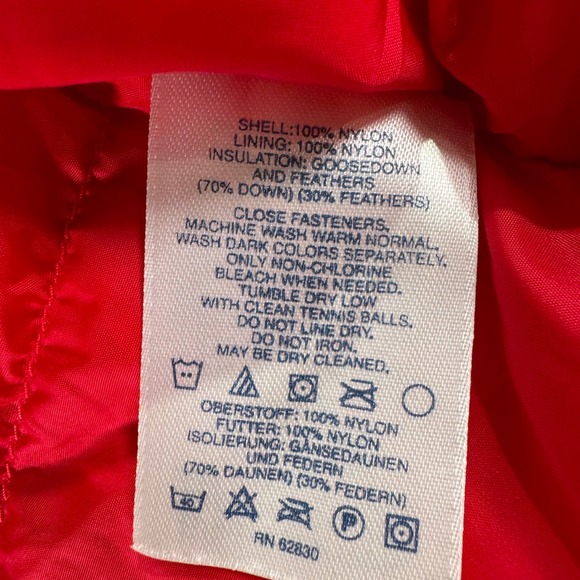 Lands' End Womens L Red Puffer Vest Goose Down Feather Fill Gorpcore Retro - Picture 5 of 8